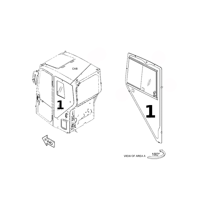 БОКОВОЕ ОКНО ЗА ДВЕРЬЮ ЭКРАННАЯ ПЕЧАТЬ CATERPILLAR 308.5 МИНИ-ЭКСКАВАТОР 4961138