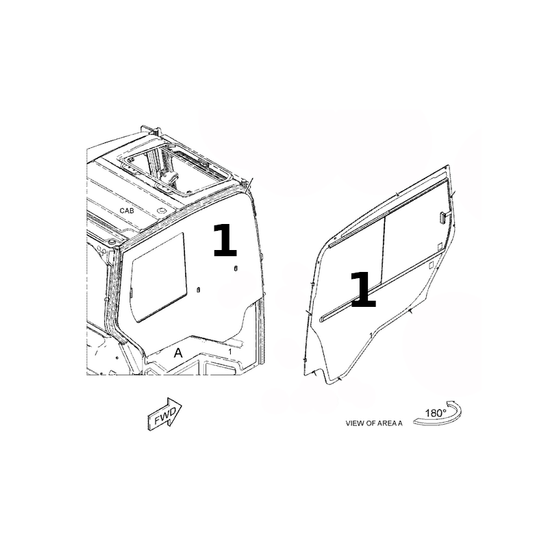 БОКОВОЕ ОКНО, ПРАВОЕ, ЭКРАНИРОВАННАЯ ПЕЧАТЬ CATERPILLAR 308.5 МИНИ-ЭКСКАВАТОР 5441668