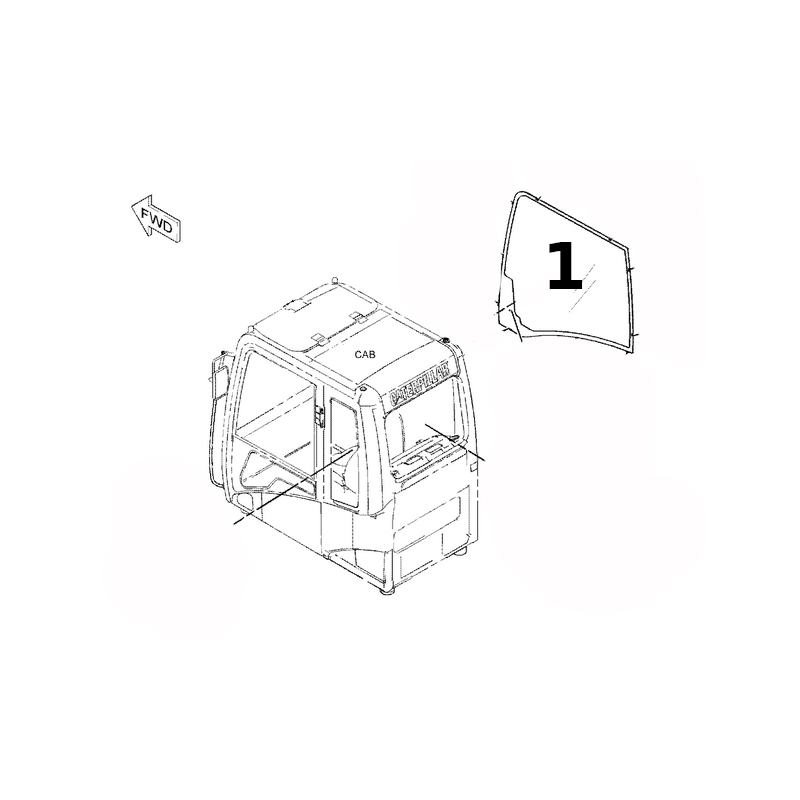 БОКОВОЕ ОКНО ПРАВОЕ ЭКРАННАЯ ПЕЧАТЬ КОЛЕСНЫЙ ЭКСКАВАТОР CATERPILLAR MH3027 3836932