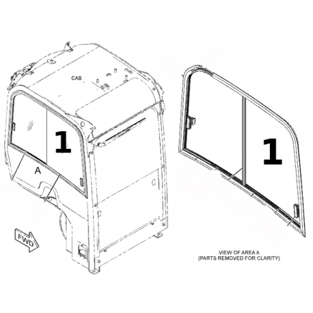 SZYBA PRAWA STRONA PRZEDNIA PRZESUWNA MINIKOPARKA CATERPILLAR 301.8 5259444