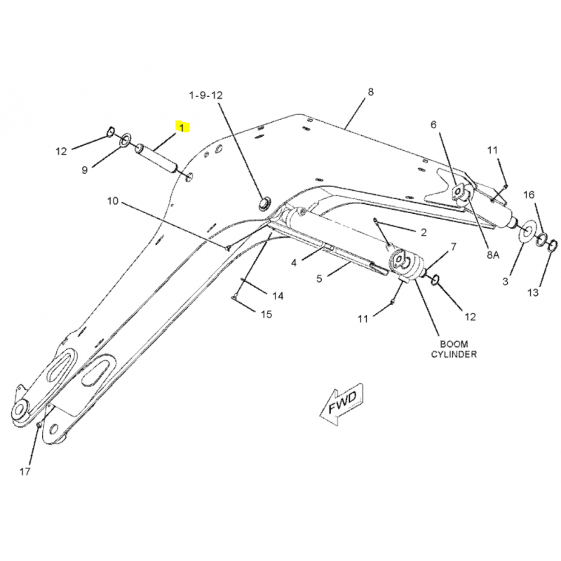 РЫЧАГ ЦИЛИНДРА ШТИФТ 35x185 МИНИ-ЭКСКАВАТОР CAT