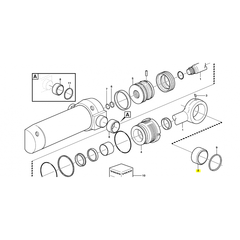 ВТУЛКА РУЛЕВОГО ЦИЛИНДРА ЭКСКАВАТОРА-ПОГРУЗЧИКА VOLVO