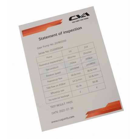 HYDRAULIC PUMP CVA ISO 9001:2015 CERTIFIED
