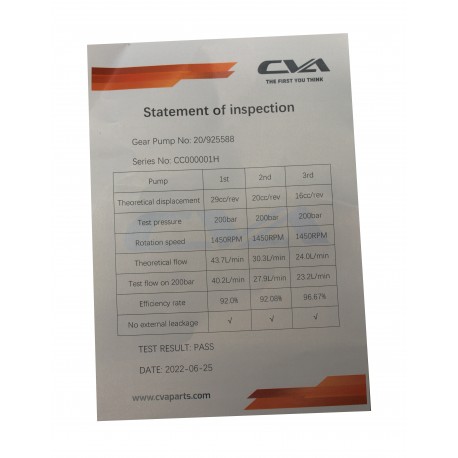 HYDRAULIC PUMP CVA ISO 9001:2015 CERTIFIED