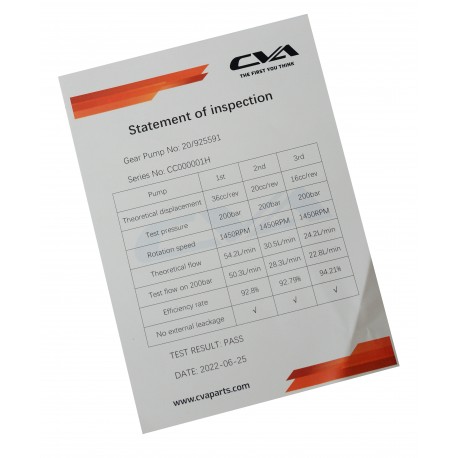 HYDRAULIC PUMP CVA ISO 9001:2015 CERTIFIED