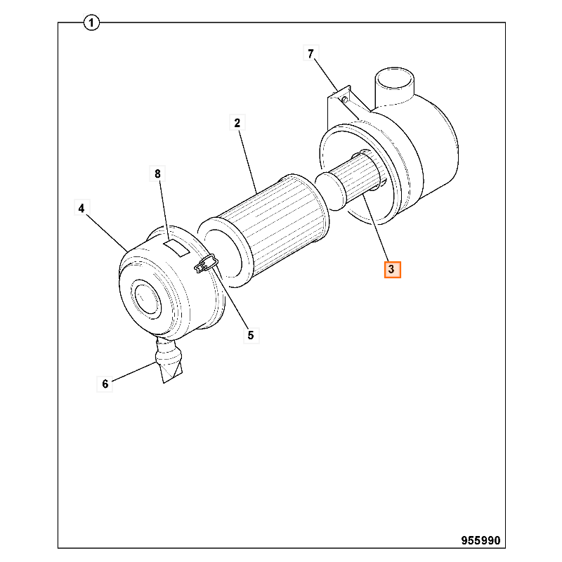ВНУТРЕННИЙ ВОЗДУШНЫЙ ФИЛЬТР КОЛЕСНЫХ И ГУСЕНИЧНЫХ ЭКСКАВАТОРОВ JCB CVA