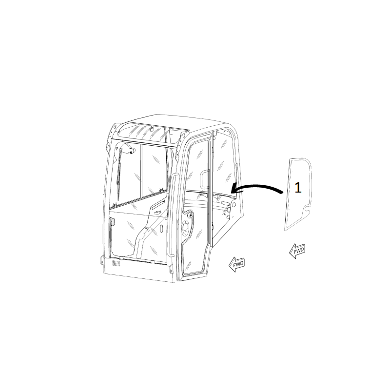 БОКОВОЕ ОКНО ЗА ДВЕРЬЮ СЛЕВА ЭКРАННАЯ ПЕЧАТЬ МИНИ-ЭКСКАВАТОР CAT 302.4D WACKER NEUSON ET18 3762078